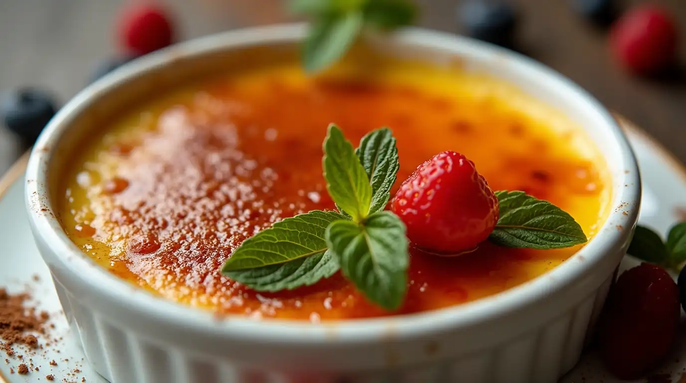 perfectly torched top of crème brûlée